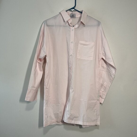 Parke Pink Cotton Long Sleeve Button Front Polo Romper Size Small - Picture 1 of 7